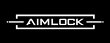 Logo with the word "AIMLOCK" in bold, white uppercase letters, enclosed by a white rectangular outline on a black background.
