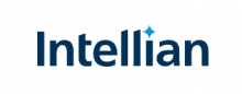 The Intellian logo features the word "Intellian" in bold blue letters with a small blue star above the second "i.