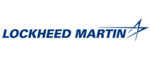 The Lockheed Martin logo features the company name in blue uppercase letters with a stylized star design to the right.