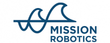 A blue line drawing of a wave above the words "Mission Robotics" in bold capital letters.